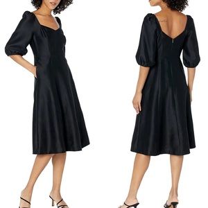 Draper James June Dress Classic Sheen Black Fit and Flare Style w/Pockets Sz 4